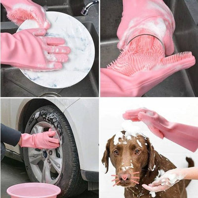 Premium Silicone Full Finger Washing Gloves for Home & Kitchen