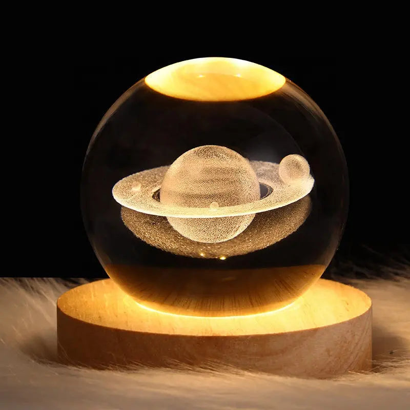 Crystal Ball Night Light – 3D Galaxy Astronaut Moon Lamp with USB