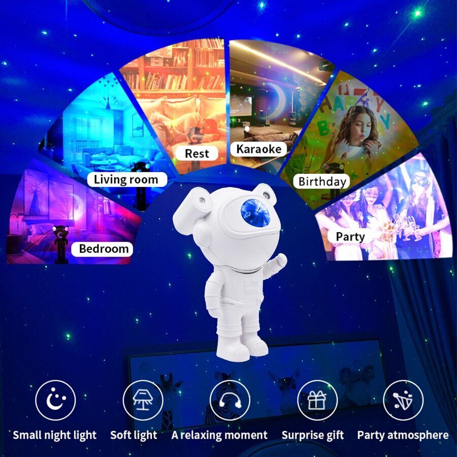 Astronaut Galaxy Projector – Starry Night Light with Bluetooth Music & Remote