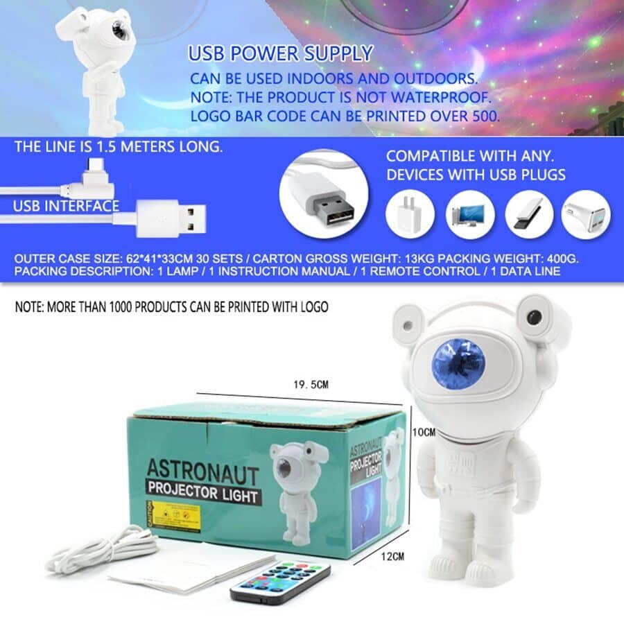 Astronaut Galaxy Projector – Starry Night Light with Bluetooth Music & Remote